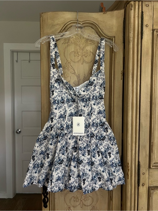 Peppermayo Dresses & Skirts - Peppermayo White and Blue Floral Mini Dress